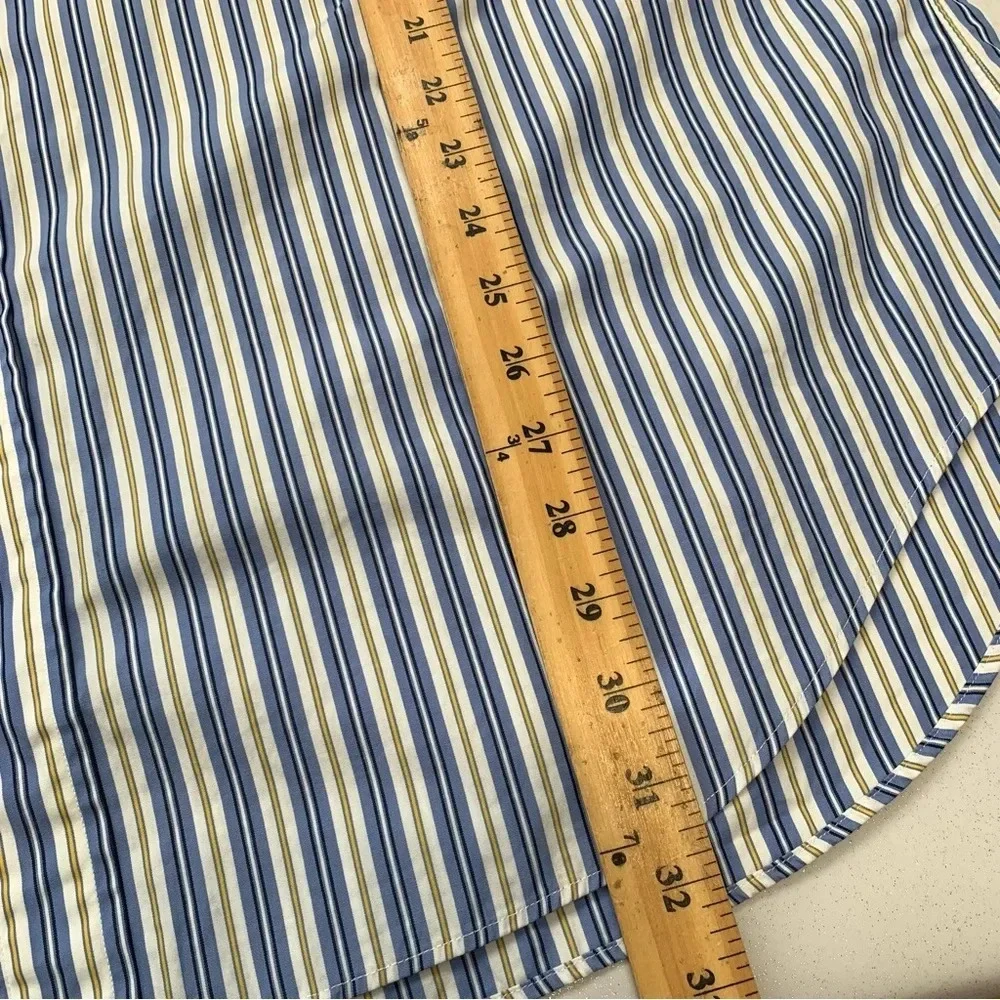Polo Ralph Lauren Shirt Men‎ XXL  Stanton Classic Blue Stripe Pony 100% Cotton